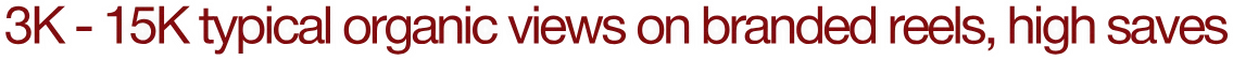 3K - 15K typical organic views on branded reels, high saves